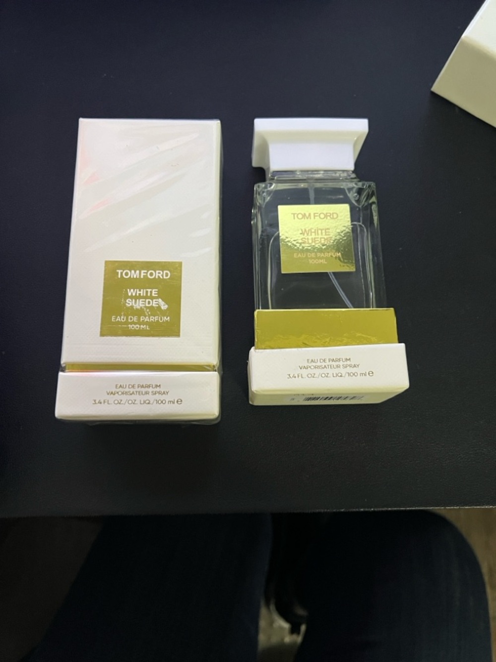 Tom Ford White Suede Perfume Bottle – White, Pink & Gold